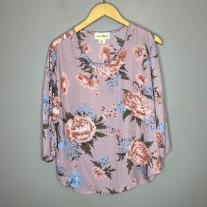 Wishful park floral cold shoulder long sleeve top